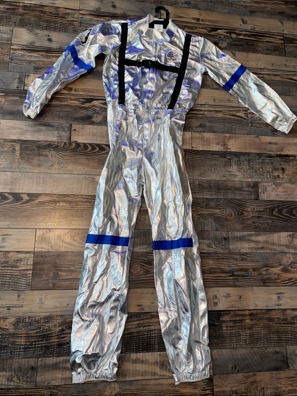Disguise Silver and Blue Astronaut Jumpsuit Costume size L 10-12